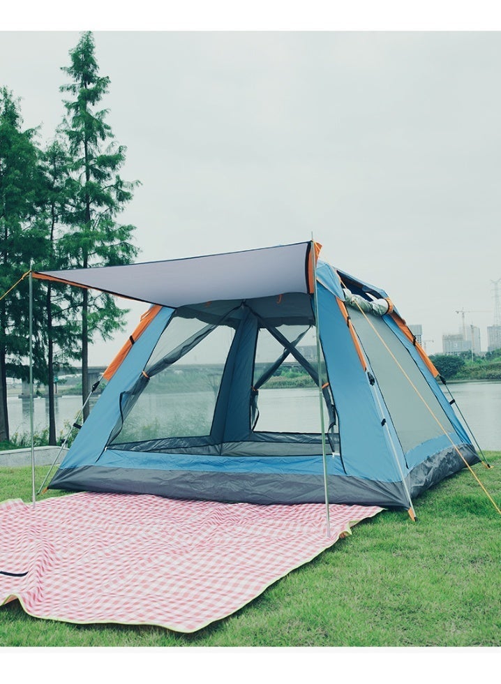 Sharpdo Hydraulic Large Tent, Automatic Dome Waterproof Sunscreen Tents for 3-4 Person, Outdoor Two-Door Tent, Easy to Set Up and Package,Blue - Image 3